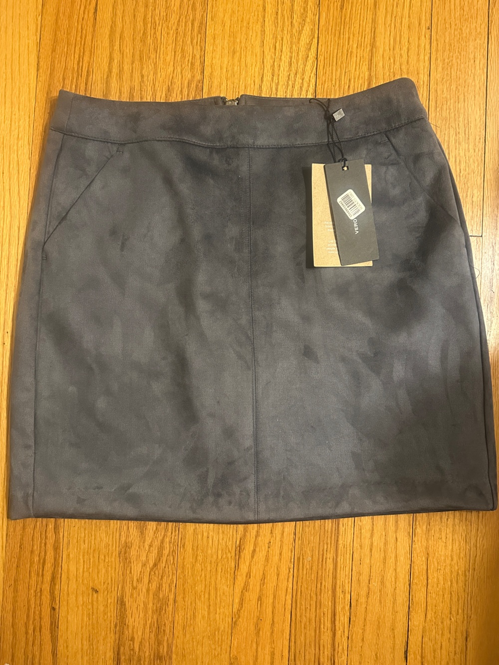NWT Vero Moda Faux Suede Blue/Gray Mini Skirt S